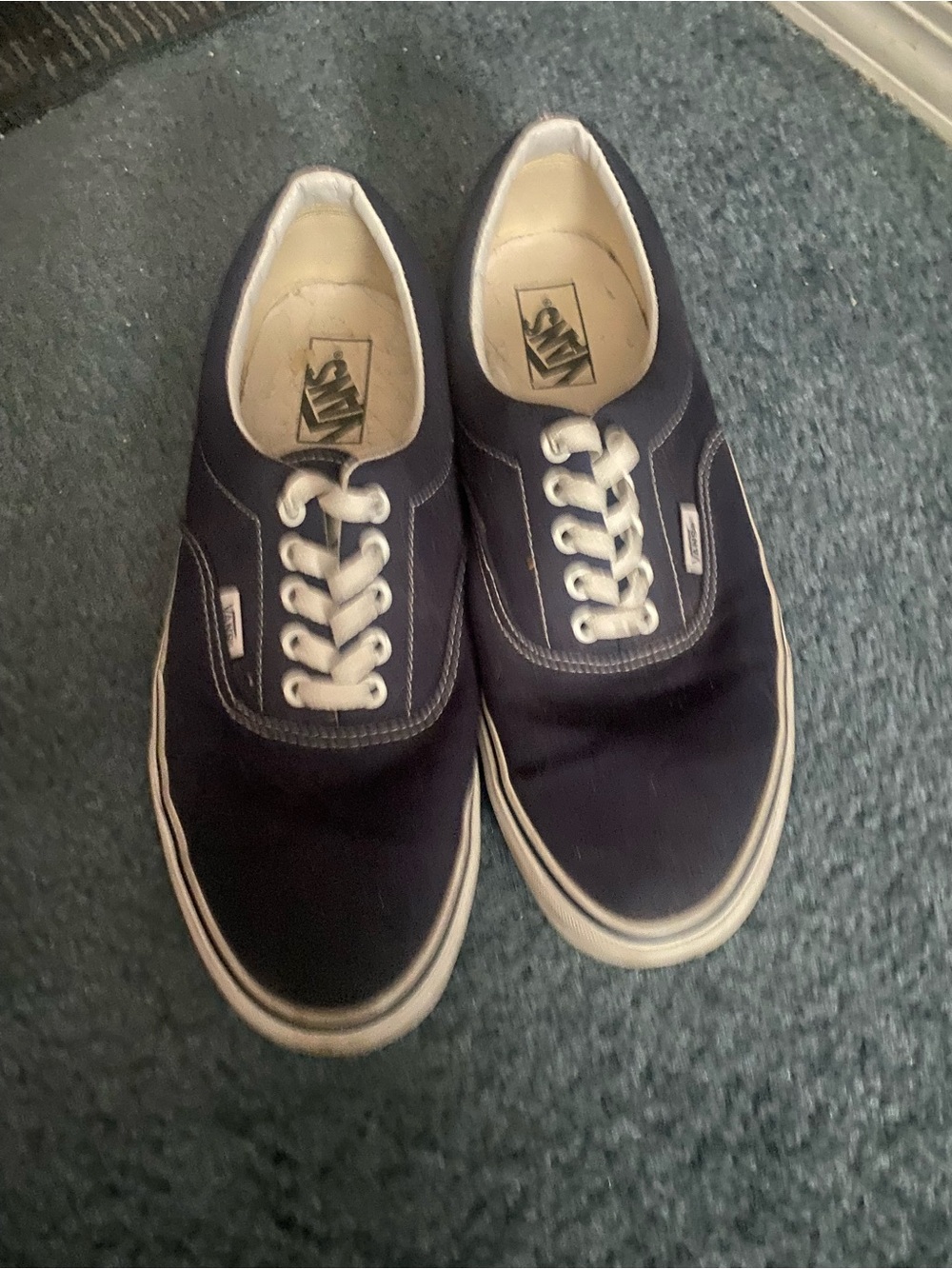 Vans Low-Top Canvas Sneakers in Navy and White